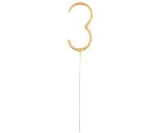 Zimne ognie złota cyfra 3, 17cm