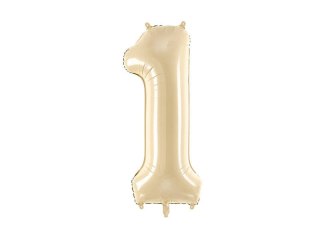 Balon foliowy Cyfra 1, 72cm, beżowa, kremowa