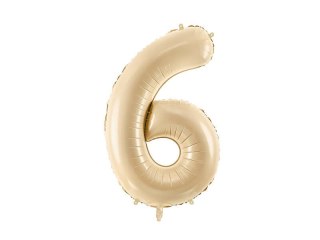 Balon foliowy Cyfra 6, 72cm, beżowa, kremowa