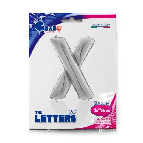 Balon foliowy Litera X, 66cm,Srebrna Balon foliowy Litera X, 66cm,Srebrna