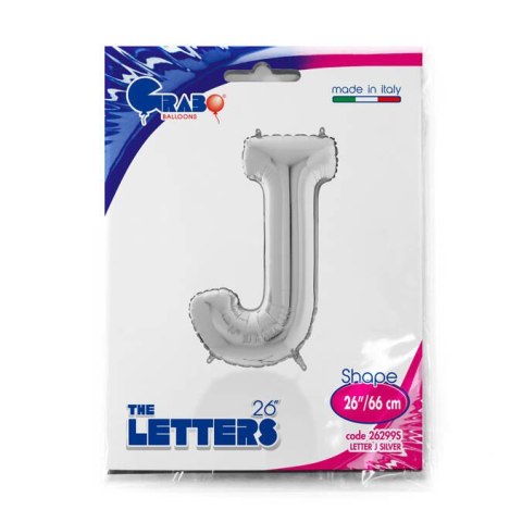 Balon foliowy Litera J, 66cm,Srebrna Balon foliowy Litera J, 66cm,Srebrna