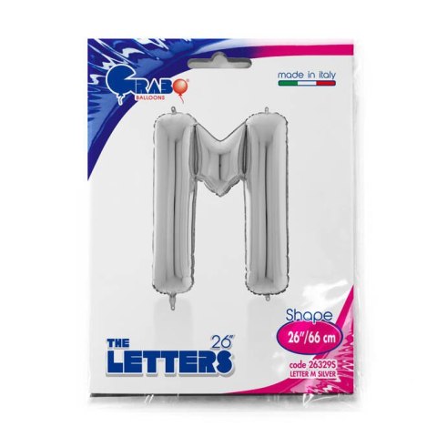 Balon foliowy Litera M, 66cm,Srebrna Balon foliowy Litera M, 66cm,Srebrna