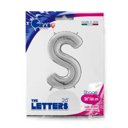 Balon foliowy Litera S, 66cm,Srebrna