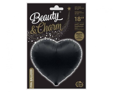 Balon foliowy Serce, matowe czarne, 46cm Balon foliowy Serce, matowe czarne, 46cm