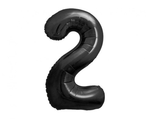Balon foliowy, cyfra 2, czarne matowe, 85 cm Balon foliowy, cyfra 2, czarne matowe, 85 cm