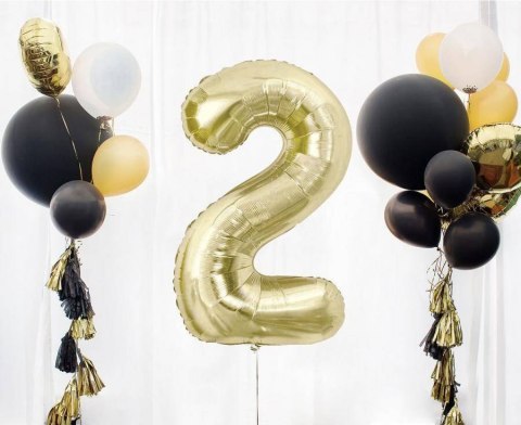 Balon foliowy, cyfra 2, złota, szampańska, 85 cm Balon foliowy, cyfra 2, złota, szampańska, 85 cm