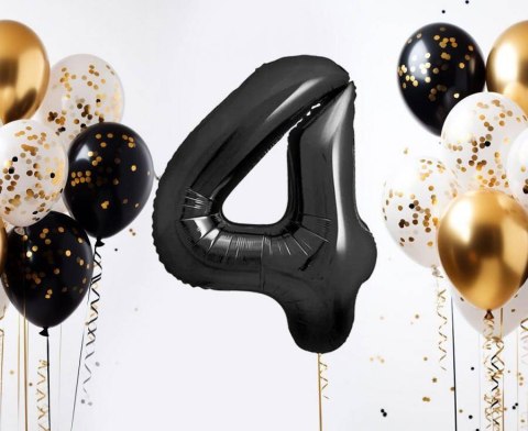 Balon foliowy, cyfra 4, czarne matowe, 85 cm Balon foliowy, cyfra 4, czarne matowe, 85 cm