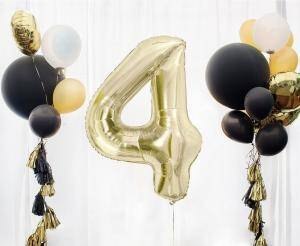 Balon foliowy, cyfra 4, złota, szampańska, 85 cm Balon foliowy, cyfra 4, złota, szampańska, 85 cm