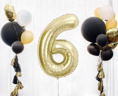 Balon foliowy, cyfra 6, złota, szampańska, 85 cm Balon foliowy, cyfra 6, złota, szampańska, 85 cm