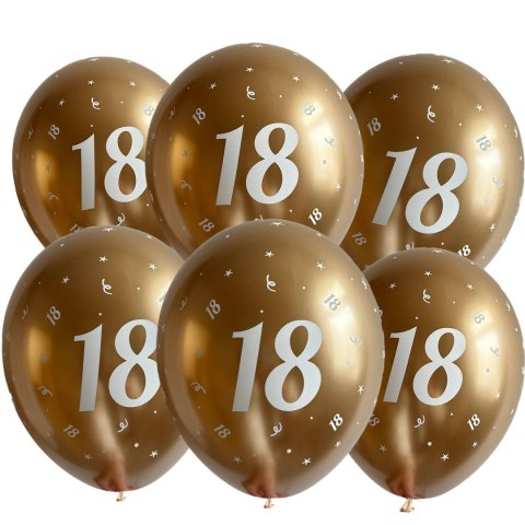 Balony urodzinowe złote "18", 30cm, 50 szt. Balony urodzinowe złote "18", 30cm, 50 szt.