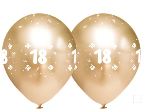 Balony urodzinowe złote "18", 30cm, 50 szt. Balony urodzinowe złote "18", 30cm, 50 szt.