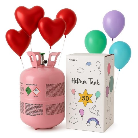 Butla z helem na 50 balonów, różowa Butla z helem na 50 balonów, różowa