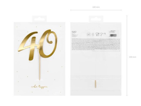 Papierowy topper na tort ''40'', złoty, 20.5cm Papierowy topper na tort ''40'', złoty, 20.5cm