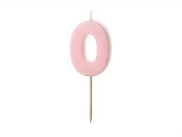 Świeczka urodzinowa Cyferka 0, różowa, 5,5cm