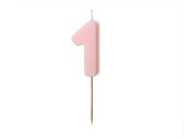 Świeczka urodzinowa Cyferka 1, różowa, 5,5cm