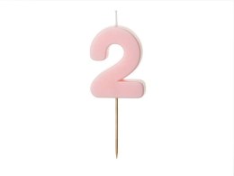 Świeczka urodzinowa Cyferka 2, różowa, 5,5cm