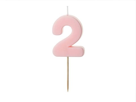 Świeczka urodzinowa Cyferka 2, różowa, 5,5cm Świeczka urodzinowa Cyferka 2, różowa, 5,5cm