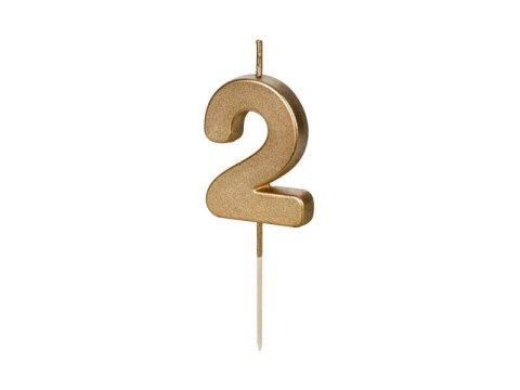 Świeczka urodzinowa Cyferka 2, złota, 5,5cm Świeczka urodzinowa Cyferka 2, złota, 5,5cm