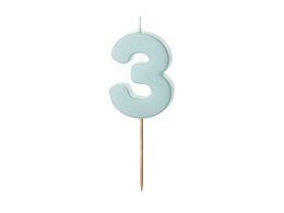 Świeczka urodzinowa Cyferka 3, jasny niebieski, 5,5cm