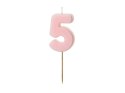 Świeczka urodzinowa Cyferka 5, różowa, 5,5cm