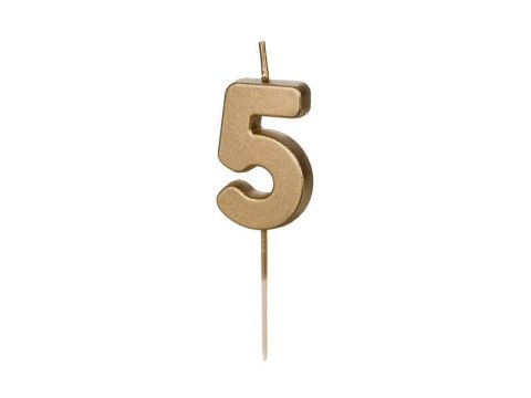 Świeczka urodzinowa Cyferka 5, złota, 5,5cm Świeczka urodzinowa Cyferka 5, złota, 5,5cm