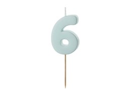 Świeczka urodzinowa Cyferka 6, jasny niebieski, 5,5cm