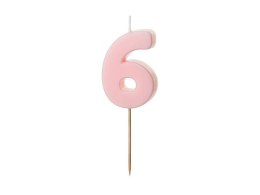 Świeczka urodzinowa Cyferka 6, różowa, 5,5cm