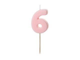 Świeczka urodzinowa Cyferka 6, różowa, 5,5cm