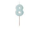 Świeczka urodzinowa Cyferka 8, jasny niebieski, 5,5cm