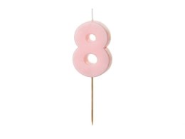 Świeczka urodzinowa Cyferka 8, różowa, 5,5cm