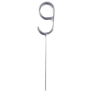 Zimne ognie srebrna cyfra 9, 17cm