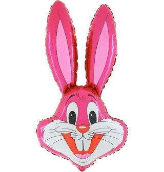Balon Foliowy Królik Różowy Grabo, 35 cm (14'') na Patyk