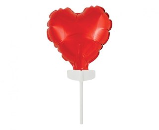 Balon Foliowy Serce na Patyczku 8 cm, Czerwony, Walentynki