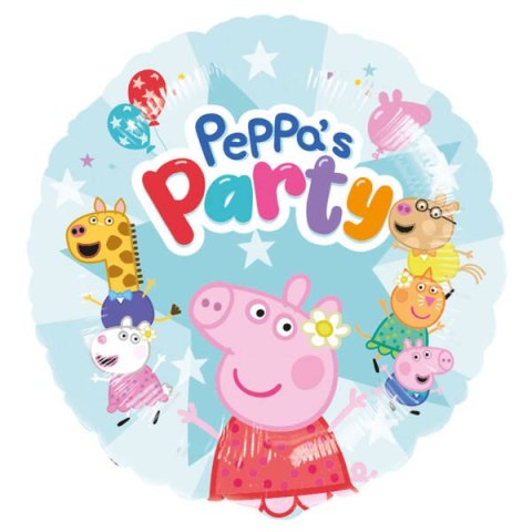 Balon Foliowy okrągły Świnka Peppa, Peppa's Party, 43 cm Balon Foliowy okrągły Świnka Peppa, Peppa's Party, 43 cm