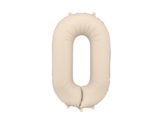 Balon foliowy Cyfra '0', 86cm, jasny beż - mat