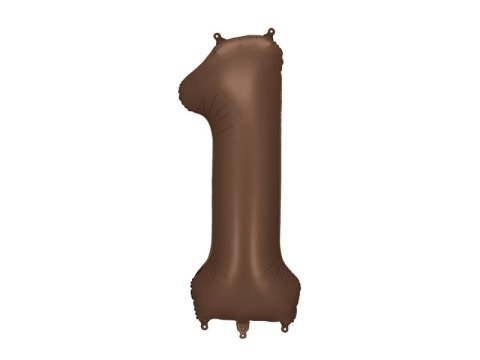 Balon foliowy Cyfra „1" - 86 cm, mocca, brązowy, satynowy Balon foliowy Cyfra „1" - 86 cm, mocca, brązowy, satynowy