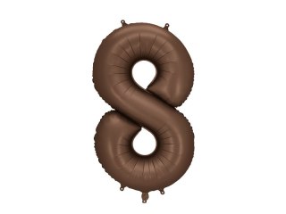 Balon foliowy Cyfra „8" - 86 cm, mocca, brązowy, satynowy