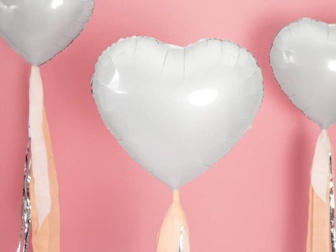 Balon foliowy Serce, biały, 61cm Balon foliowy Serce, biały, 61cm