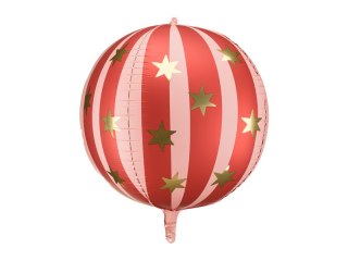 Balon foliowy, okrągły, kula, Piłka w gwiazdki, 75 cm, czerwony
