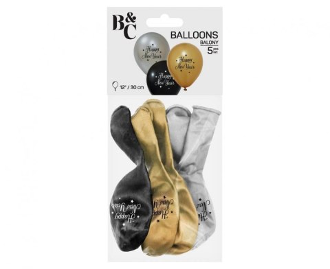Balony Lateksowe "Happy New Year" - 30 cm, 5 szt. Balony Lateksowe "Happy New Year" - 30 cm, 5 szt.