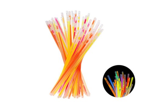 Pałeczki fluorescencyjne, mix kolorów, 20 cm, z łącznikami Pałeczki fluorescencyjne, mix kolorów, 20 cm, z łącznikami
