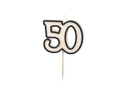 Świeczka urodzinowa '50', pięćdziesiątka, czarno-biała, 5.5 cm