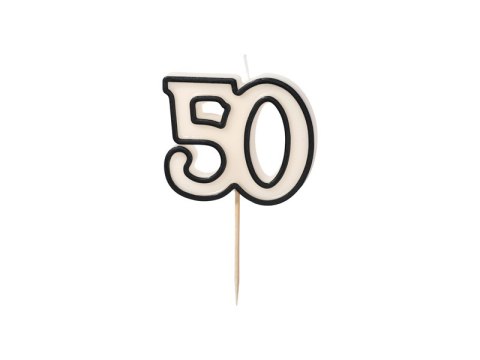 Świeczka urodzinowa '50', pięćdziesiątka, czarno-biała, 5.5 cm Świeczka urodzinowa '50', pięćdziesiątka, czarno-biała, 5.5 cm