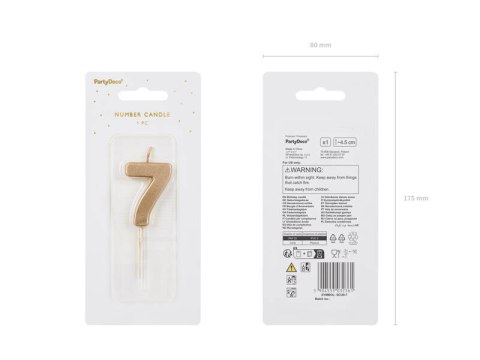 Świeczka urodzinowa Cyferka 7, złota, 5,5cm Świeczka urodzinowa Cyferka 7, złota, 5,5cm