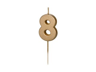 Świeczka urodzinowa Cyferka 8, złota, 5,5cm