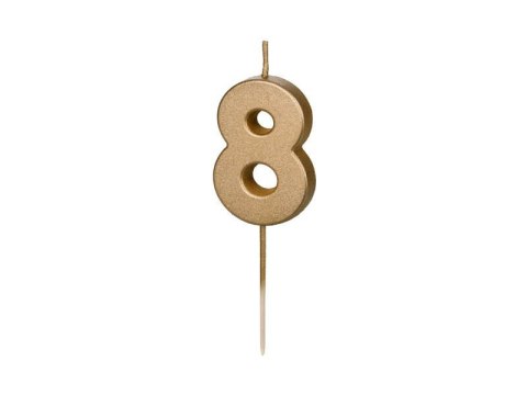 Świeczka urodzinowa Cyferka 8, złota, 5,5cm Świeczka urodzinowa Cyferka 8, złota, 5,5cm