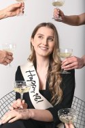 Szarfa Happy 18, osiemnastka - kremowa, 76 cm