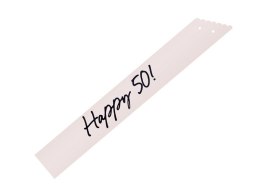 Szarfa Happy 50, pięćdziesiątka - kremowa, 76 cm