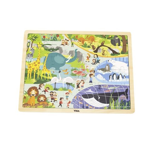 Viga 44587 Puzzle na podkładce 48 elementów - poznajemy zoo Viga 44587 Puzzle na podkładce 48 elementów - poznajemy zoo