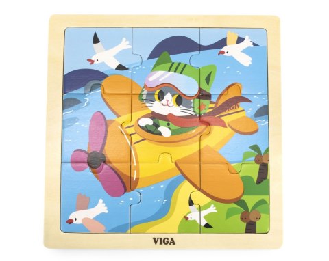 Viga 44632 Puzzle na podkładce 9 elementów - samolot Viga 44632 Puzzle na podkładce 9 elementów - samolot